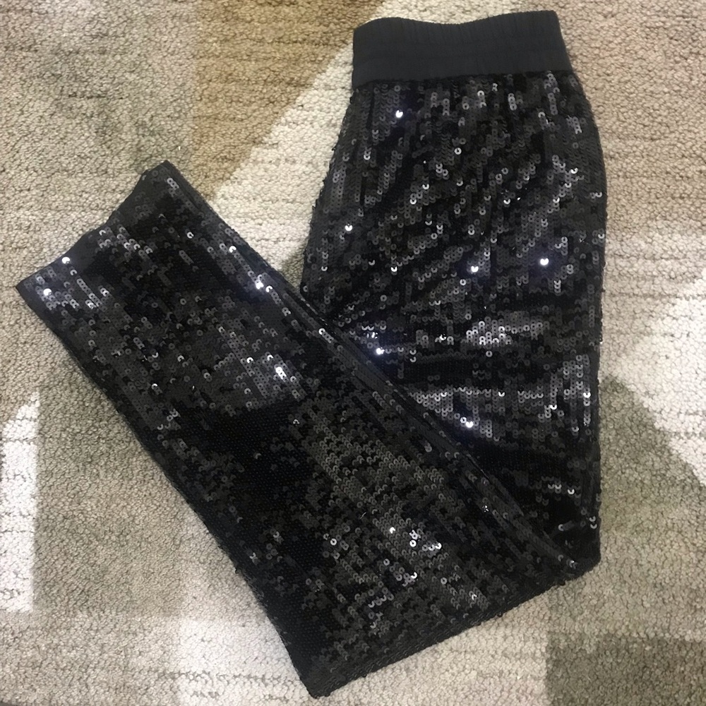 J Crew Collection Sequins Pants Black Size 0